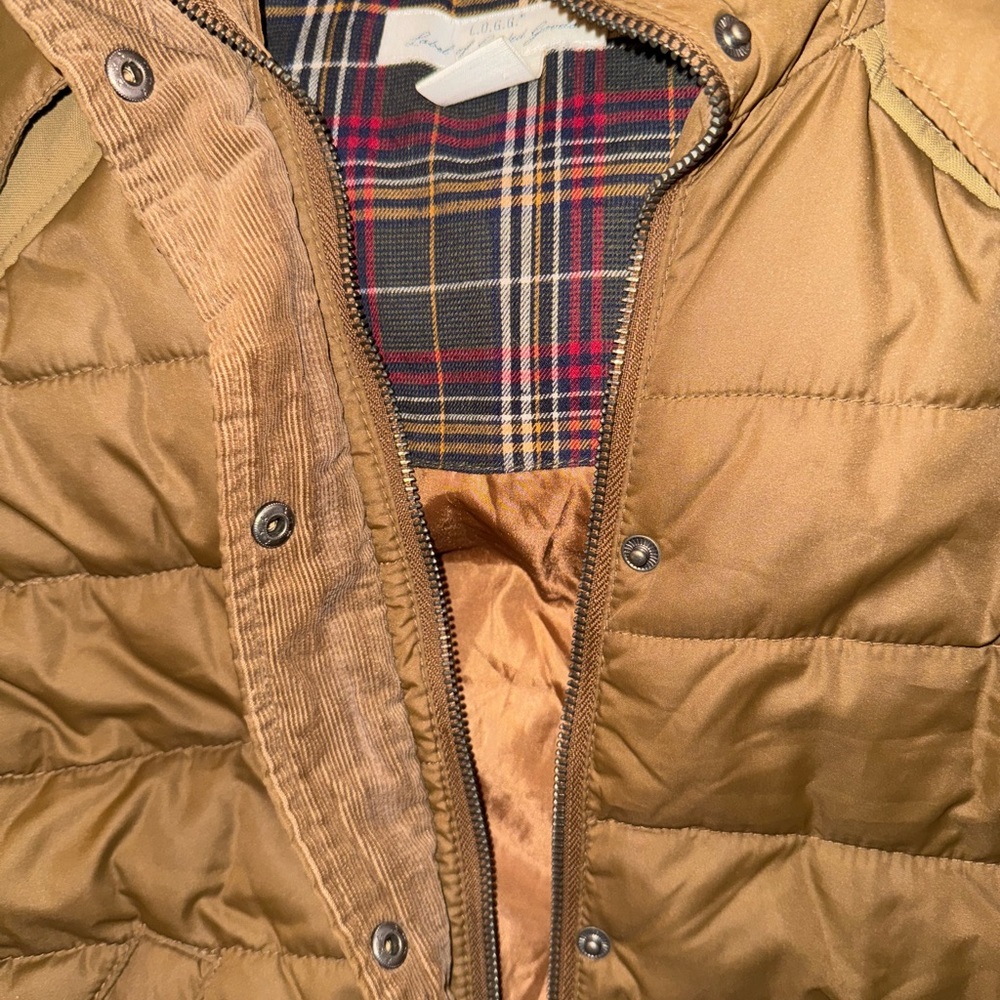Tan Quilted Vest with Plaid Lining